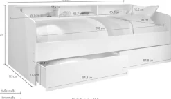 Parisot Stauraumbett »Sleep, Daybed, Kinderbett, Rückwand der Regale drehbar (farbig + weiß)« inklusive, Regale, Schubkästen, viel Stauraum, TOPSELLLER!