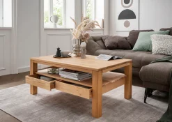 Paroli Couchtisch »Bora« aus massivem Eichenholz, im Landhaus-Stil, Breite 110 cm