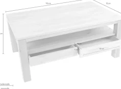 Paroli Couchtisch »Bora« aus massivem Eichenholz, im Landhaus-Stil, Breite 110 cm