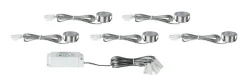 Paulmann Unterschrankleuchte »Mini rund 5x0,4W 2700K 3,6VA 230/12V 35mm Eisen geb/Met« 5 Stk. Warmweiß LED Möbel Einbauleuchten Set