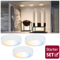 Paulmann Unterschrankleuchte »Clever Connect Disc 3x2,1W 12 VADC 2700-6500K 12V Weiß matt/Kunststoff« 3 Stk. Tageslichtweiß Starter-Set