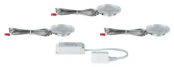 Paulmann Unterschrankleuchte »EBL Set Whirl mini rund LED 3x2,4W 7VA 230V/700mA 65mm Satin/Acryl« 3 Stk. Warmweiß LED Möbel Einbauleuchten Set