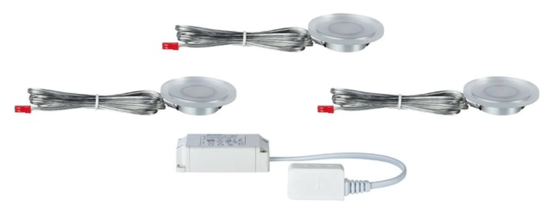 Paulmann Unterschrankleuchte »EBL Set Whirl mini rund LED 3x2,4W 7VA 230V/700mA 65mm Satin/Acryl« 3 Stk. Warmweiß LED Möbel Einbauleuchten Set