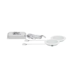 Paulmann Unterschrankleuchte »Möbel EBL Set rund LED 2x2,5W 6VA 230/12V 3000K Weiß matt/Alu« 2 Stk. Warmweiß LED Möbel Einbauleuchten Set