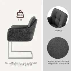 PLACES OF STYLE Esszimmerstuhl »Durham, TOPSELLER!, 1 Esszimmerstuhl in modernem Design, Sitz und Rücken gepolstert
