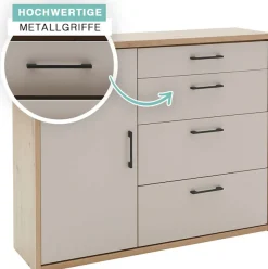 priess Hochkommode »Warburg hochwertige Kommode aus Deutschland« fertig aufgebaut geliefert mit Dämpfern und Metallgriffen