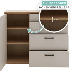 priess Hochkommode »Warburg hochwertige Kommode aus Deutschland« fertig aufgebaut geliefert mit Dämpfern und Metallgriffen