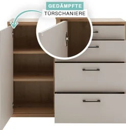 priess Hochkommode »Warburg hochwertige Kommode aus Deutschland« fertig aufgebaut geliefert mit Dämpfern und Metallgriffen