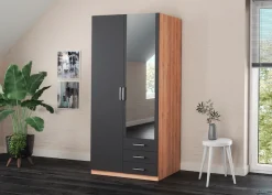 priess Kleiderschrank »Amsterdam, viel Stauraum durch viele Schubkästen, Spiegeltüren« Optional mit LED-Beleuchtung, Made in Germany