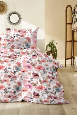 Primera Bettwäsche »Primera Mako-Satin-Bettwäsche Viola« 2 Stk. mit einem kräftigen Blumenmuster