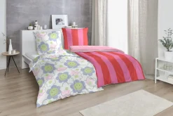 Primera Bettwäsche »Renforce-Bettwäsche Smile for me« 2 Stk. mit Smiley Blüten in bunten Farben