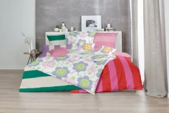 Primera Bettwäsche »Renforce-Bettwäsche Smile for me« 2 Stk. mit Smiley Blüten in bunten Farben