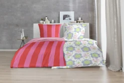 Primera Bettwäsche »Renforce-Bettwäsche Smile for me« 2 Stk. mit Smiley Blüten in bunten Farben