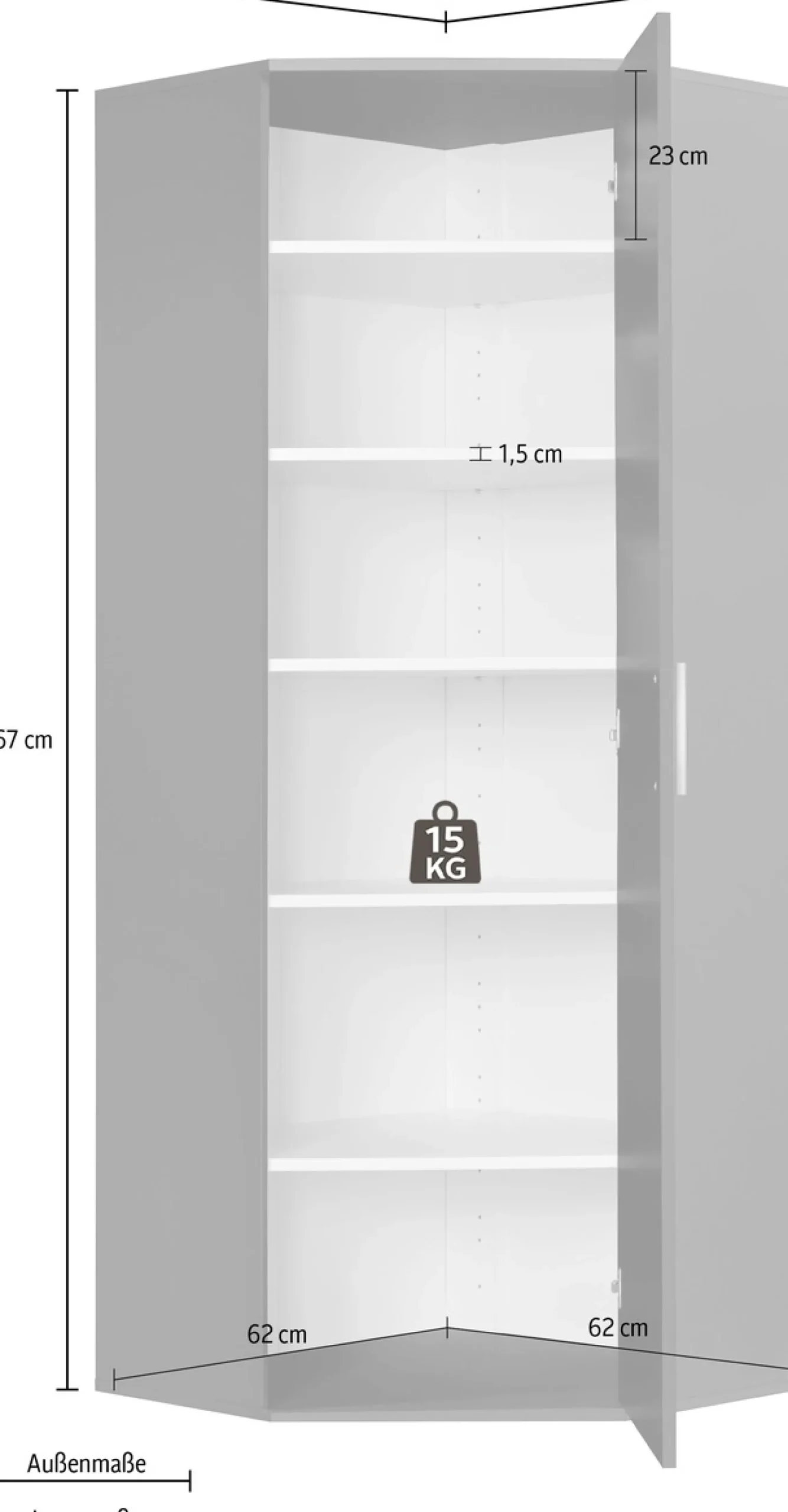 Procontour Mehrzweckschrank »Eckschrank Clara« Höhe 167cm, mit variabel verstellbaren Einlegeböden