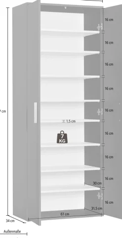 Procontour Schuhschrank »Schrank Clara« Höhe 167cm, mit variabel verstellbaren Einlegeböden