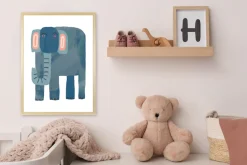 queence Bild mit Rahmen »Blauer Elefant« Elefant | Elefanten | Elefanten Bilder | Tiere 1 Stk. tlg. HD Premium Posterdruck mit Echtholzrahmen