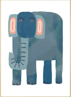 queence Bild mit Rahmen »Blauer Elefant« Elefant | Elefanten | Elefanten Bilder | Tiere 1 Stk. tlg. HD Premium Posterdruck mit Echtholzrahmen
