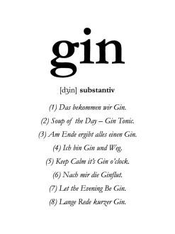 queence Bild mit Rahmen »oder Poster, Gin« Schriftzug | Schwarz-Weiß | Sprüche & Texte 1 Stk. tlg.