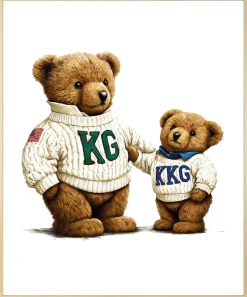 queence Bild mit Rahmen »Vintage Teddy Bär groß & klein« Bär | Bären | Fashion | Figuren | Mode | Modebilder HD Premium Poster-Druck inkl. Echtholzrahmen in beige