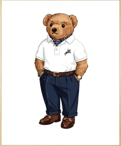 queence Bild mit Rahmen »Vintage Polo Club Teddy Bär« Bär | Bären | Fashion | Figuren | Mode | Modebilder HD Premium Poster-Druck inkl. Echtholzrahmen in beige
