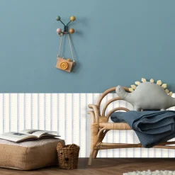 queence Bordüre »Wandbordüre Hellblau und Rot 250x90cm« Nadelstreifen | Streifen | bedruckt | gepunktet | gestreift | mehrfarbig | natürlich | seidenmatt glatt Wandpaneele, selbstklebend, Tapete, Sticker, gestreifte Wandtattoos