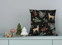 queence Dekokissen »Rudolf« Kissenhülle,Rentier,Weihnachten,Schwarz,Winterlich,Weihnachtsmotiv