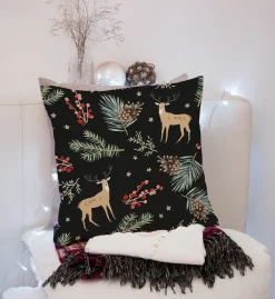 queence Dekokissen »Rudolf« Kissenhülle,Rentier,Weihnachten,Schwarz,Winterlich,Weihnachtsmotiv