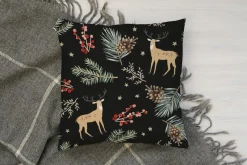 queence Dekokissen »Rudolf« Kissenhülle,Rentier,Weihnachten,Schwarz,Winterlich,Weihnachtsmotiv
