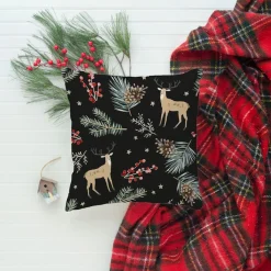 queence Dekokissen »Rudolf« Kissenhülle,Rentier,Weihnachten,Schwarz,Winterlich,Weihnachtsmotiv