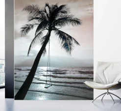 queence Fototapete »Schaukel am Strand« Meer | Motiv | bedruckt | realistisch glatt Wandpaneele, selbstklebend, Tapete, Sticker, Wanddeko, XXL-Fotomotiv