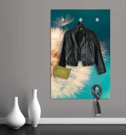 queence Garderobenleiste »Anneli« Wand Garderobe, Blume, Pusteblume, platzsparend