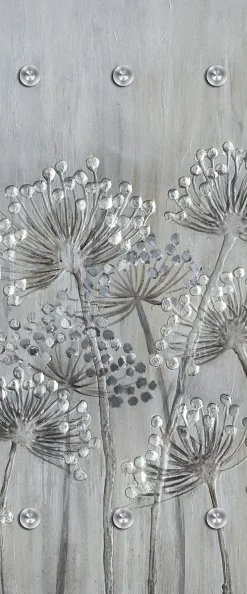 queence Garderobenpaneel »Wandgarderobemit MotivGrau Blumenwiese inkl. Edelstahlhaken« 1 Stk. tlg. HD Premium Druck auf Acrylglas
