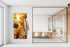 queence Wandgarderobe »Herbst Sonnenaufgang im Wald« 1 Stk. tlg. Wandpaneel aus Acrylglas inkl. 6 Edelstahlhaken in schwarz matt