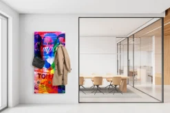 queence Wandgarderobe »Mona Lisa Abstrakt Collage« 1 Stk. tlg. Wandpaneel aus Acrylglas inkl. 6 Edelstahlhaken in schwarz matt