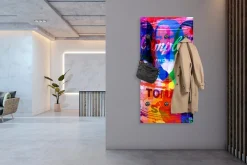 queence Wandgarderobe »Mona Lisa Abstrakt Collage« 1 Stk. tlg. Wandpaneel aus Acrylglas inkl. 6 Edelstahlhaken in schwarz matt