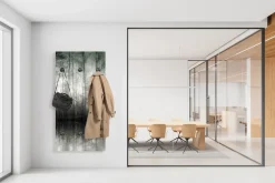 queence Wandgarderobe »Nebeliger Wald« 1 Stk. tlg. Wandpaneel aus Acrylglas inkl. 6 Edelstahlhaken in schwarz matt