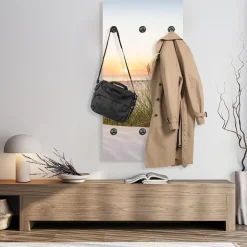 queence Wandgarderobe »Sonnenuntergang auf Sylt« 1 Stk. tlg. Wandpaneel aus Acrylglas inkl. 6 Edelstahlhaken in schwarz matt