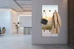 queence Wandgarderobe »Sonnenuntergang auf Sylt« 1 Stk. tlg. Wandpaneel aus Acrylglas inkl. 6 Edelstahlhaken in schwarz matt
