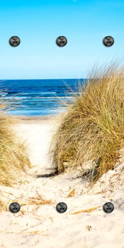queence Wandgarderobe »Strand auf Rügen« 1 Stk. tlg. Wandpaneel aus Acrylglas inkl. 6 Edelstahlhaken in schwarz matt