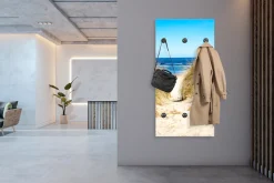 queence Wandgarderobe »Strand auf Rügen« 1 Stk. tlg. Wandpaneel aus Acrylglas inkl. 6 Edelstahlhaken in schwarz matt