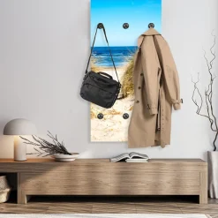 queence Wandgarderobe »Strand auf Rügen« 1 Stk. tlg. Wandpaneel aus Acrylglas inkl. 6 Edelstahlhaken in schwarz matt