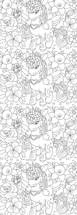 queence Wandsticker »Einhorn in Blumenwiese« DIY-Wandsticker zum Bemalen