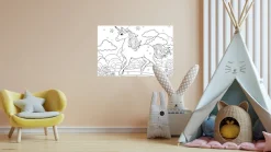 queence Wandsticker »Einhorn auf Blumenwiese« DIY-Wandsticker zum Bemalen