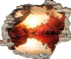 queence Wandtattoo »Fluss« Wandsticker, Wandbild, selbstklebend, 3D, Wanddurchbruch