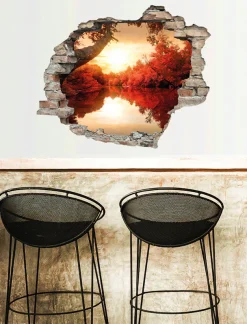 queence Wandtattoo »Fluss« Wandsticker, Wandbild, selbstklebend, 3D, Wanddurchbruch
