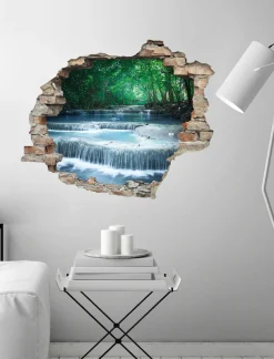 queence Wandtattoo »Fluss« Wandsticker, Wandbild, selbstklebend, 3D, Wanddurchbruch