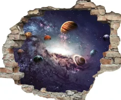 queence Wandtattoo »Planeten« Wandsticker, Wandbild, selbstklebend, 3D, Wanddurchbruch