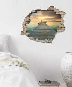 queence Wandtattoo »Steg« Wandsticker, Wandbild, selbstklebend, 3D, Wanddurchbruch