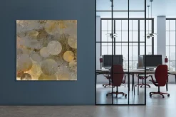 queence XXL-Wandbild »Akustikbild Abstrakt Gold« Abstrakt | Abstrakte | Art | Formen | Gemälde | Kunst 1 Stk. tlg. Einfache Akustiklösung ohne Baumaßnahme, Schalldämmung, Paneele