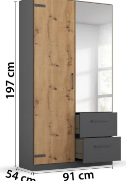 rauch Drehtürenschrank »Holmes« im Industrial Style, mit Schubkästen, mit oder ohne Spiegel